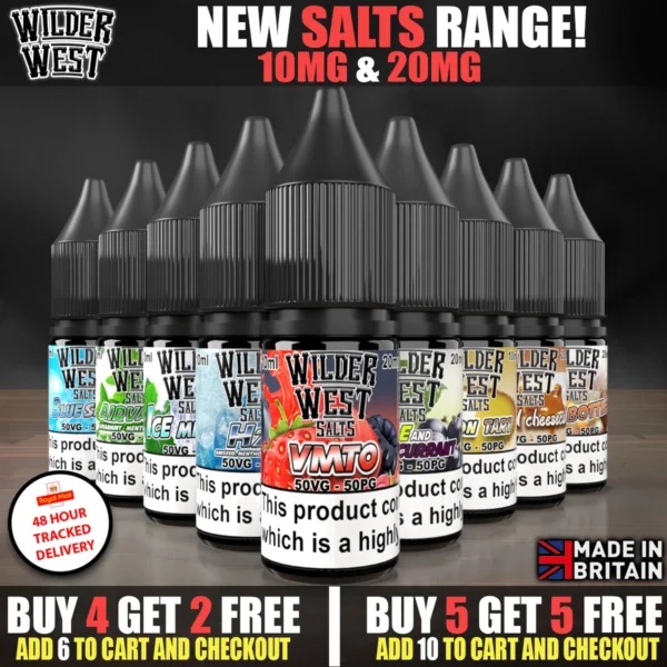 Nic Salts E-Liquid Wilder West 50/50 10mg, 20mg BOX OF 10PCS